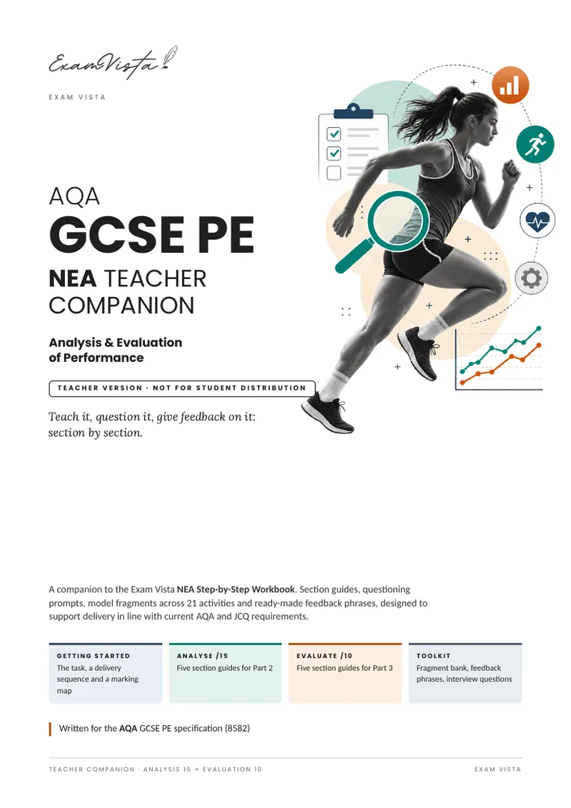 Cover of the Exam Vista AQA GCSE PE NEA Teacher Companion