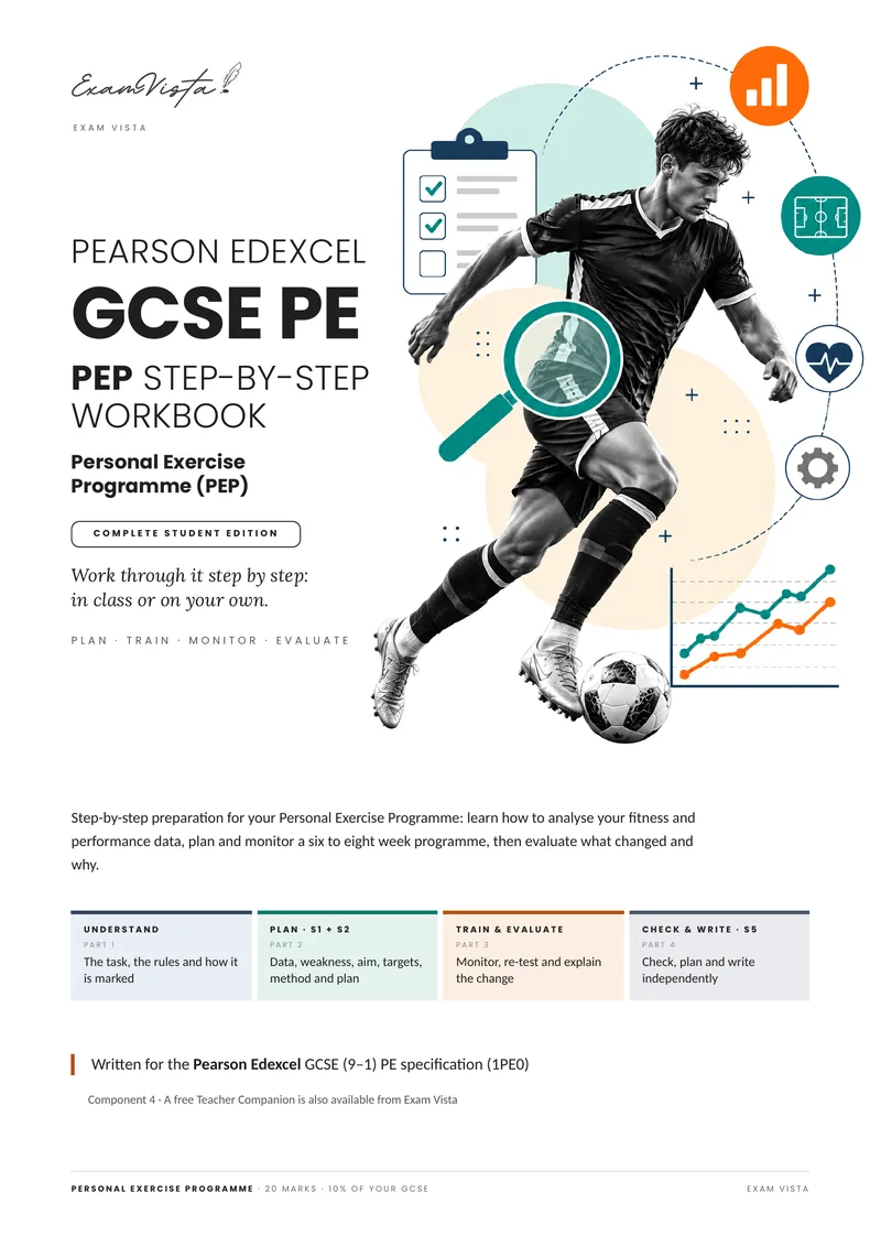 Cover of the free Exam Vista Edexcel GCSE PE PEP Step-by-Step Workbook