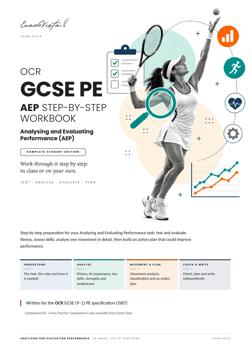 Cover of the free Exam Vista OCR GCSE PE AEP Step-by-Step Workbook