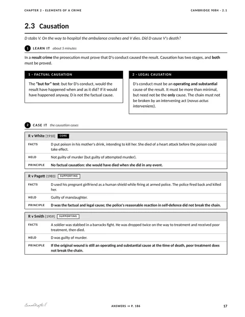 Sample page from the Exam Vista Criminal Law workbook: learn it and case it